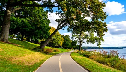 Scenic park path by a lake (1)