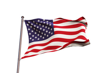 United States of America flag waving on pole vector Png