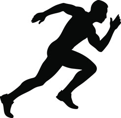 Dynamic male athlete silhouette in full sprint capturing motion and athleticism silhouette