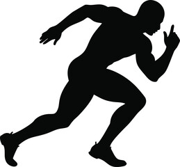 Muscular man silhouette sprinting with determination expressing speed and athleticism motion silhouette