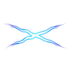 Blue Lightning X Shaped Light with Transparent Background
