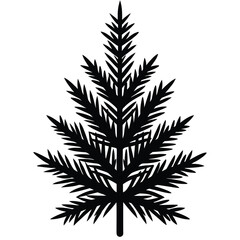 christmas tree branches silhouette vector icon