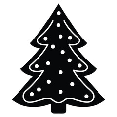christmas tree cookie silhouette vector icon