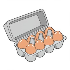 Close Up of A Carton of Brown Eggs on White Background With Natural Light