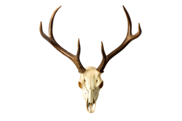 Detailed Close-up of a Deer Skull Isolated on White Background - Perfect for Educational & Decorative Purposes