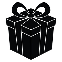 gift box with bow silhouette vector icon