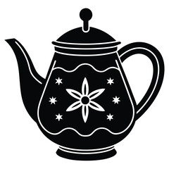 holiday tea pot silhouette vector icon