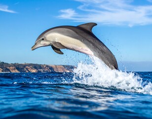 Fototapeta premium Dolphin leaping in ocean (1)