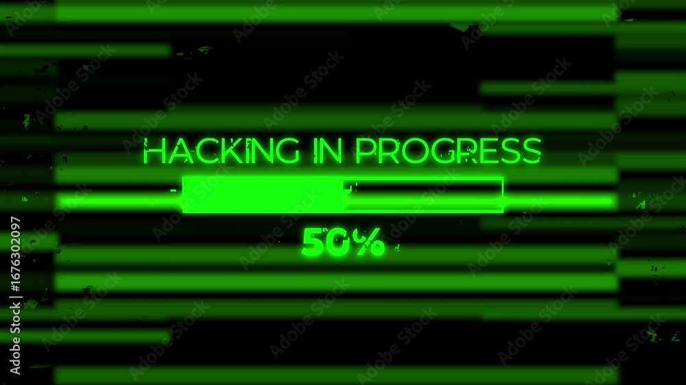 Poster cybersecurity alert digital hacking in progress bar ith green lines suggesting. cybersecurity threat