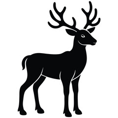 reindeer standing silhouette vector icon