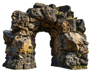 Arch from old stone isolated on a transparent background.
