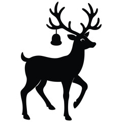 reindeer with bell silhouette vector icon