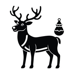 reindeer with santa silhouette vector icon