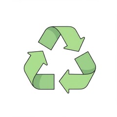 Isolated Recycling Symbol Featuring Three Arrows in a Continuous Green Circle