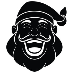 santa face laughing silhouette vector icon
