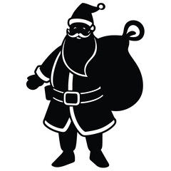 santa holding sack silhouette vector icon