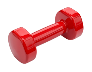 Red dumbbell isolated on a transparent background.