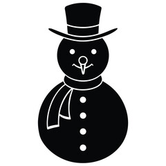 snowman with carrot nose silhouette vector icon
