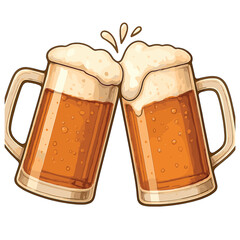 Beer themed linear icon set. featuring cheers, pint, foam, clinking mugs, celebration, and brewery symbols