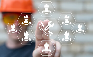 Technical support service 24 7 internet industry business concept. Engineer or worker using virtual...