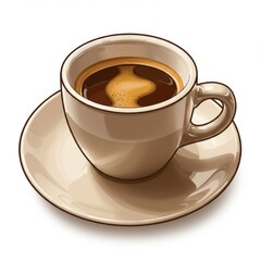 Obraz premium Beige Coffee Cup with Rich Dark Coffee Foam on Matching Saucer Pixel Art