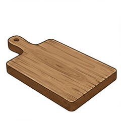 Isolated Wood Cutting Board with Handle in Brown Tone on White Background