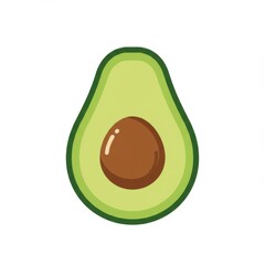 Isolated Pixelated Avocado with Brown Seed on White Background Food Still Life