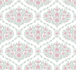 Boho Floral repeat pattern, Block print , Flower damask, floral vector file, ogee pattern, global print, seamless floral, Trellis