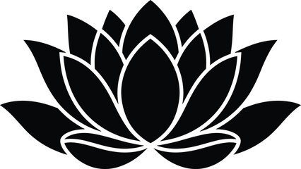 Fototapeta premium Black Silhouette Lotus Flower Vector Illustration