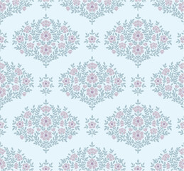 Boho Floral repeat pattern, Floral Block print , Flower damask, floral vector file, Floral ogee pattern