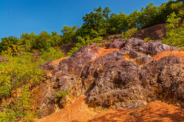 Exhausted bauxite open pit mine