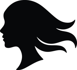 Obraz premium Illustrator Vector Beautiful woman face profile with flowing hair silhouette