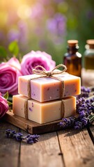 Lavender soap bars with roses