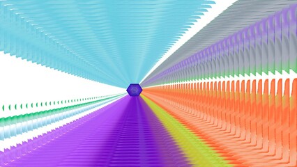 Fototapeta premium Vibrant colorful tunnel art with hexagon center, modern abstract design