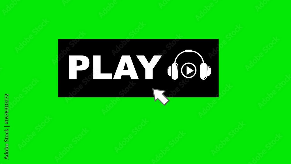 Aufkleber video animation black and white concept icon click computer cursor mouse on play music button digita