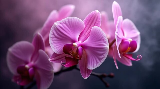 Pink Orchid Flower in a Mystic Smoke Atmosphere Detail