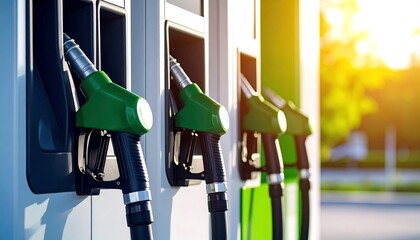Fuel pumps at a gas station on a sunny day