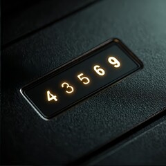 A detailed view of a circuit board or electronic device that glows of numbers on its surface