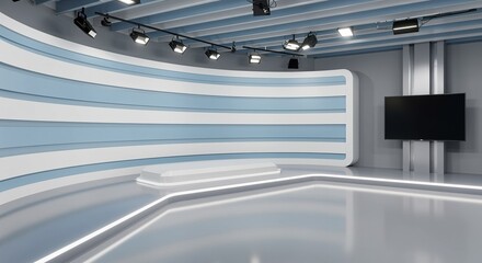 Obraz premium Modern TV Studio Set Design News Broadcast Background television studio news background broadcast design tv backdrop presenter background
