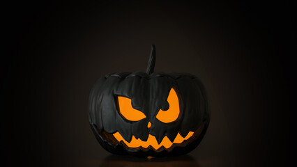 The Black Pumpkin for Halloween orHoliday concept 3d Rendering.