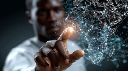 digital map of africa and african scientist - concept of technological growth 