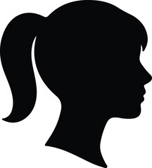 Illustrator Vector Woman head with ponytail hairstyle side view silhouette