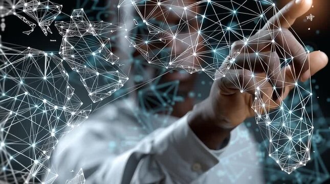 digital map od africa and other continents and african scientist - concept of technological growth	