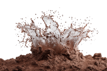 Splash of liquid on dirt