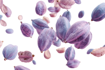 Abstract floral design of floating, pastel-colored petals