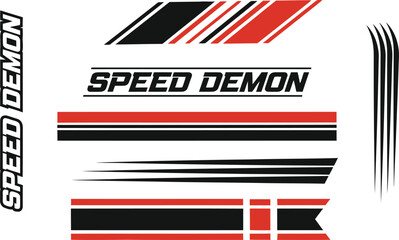 Racing Stripe Decal Vector Set with Speed Demon Typography Design