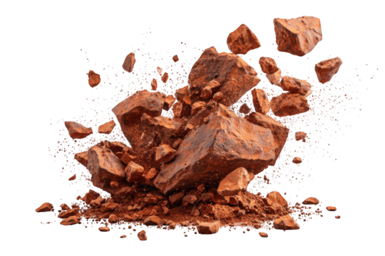 Exploding reddish-brown rocks