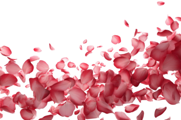 Pink flower petals in motion against black background