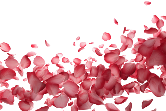 Pink flower petals in motion against black background