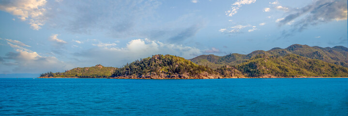 Panoramic view of the southern tip of the beautiful Magnetic Island (Yunbenun), off the coast of Townsville, Queensland, Australia